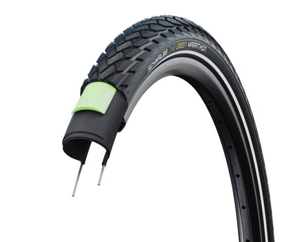 SCHWALBE MARATHON GREEN 700C TIRE – BLACK/REFLECTIVE