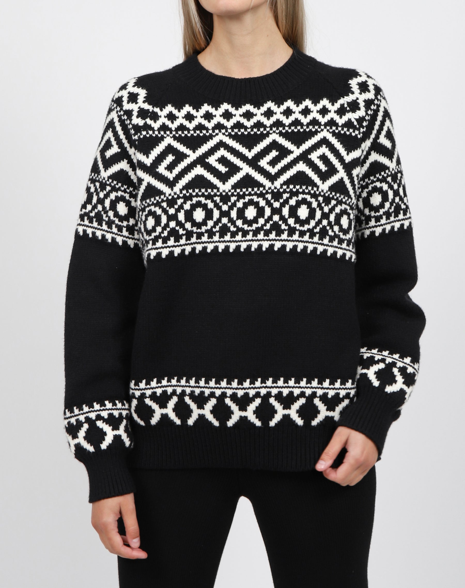 Brunette The Label Fair Isle Knit Sweater Black
