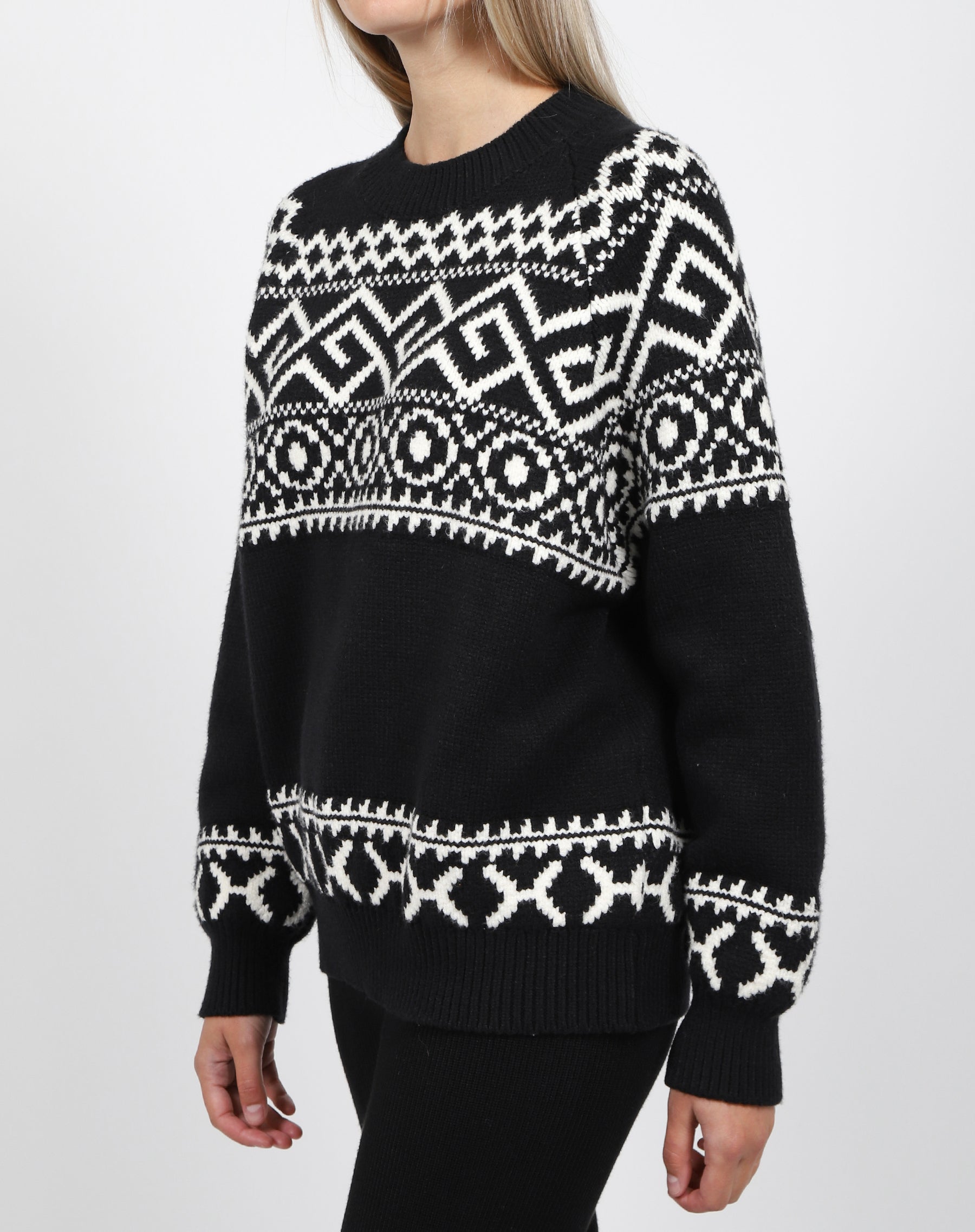 Brunette The Label Fair Isle Knit Sweater Black