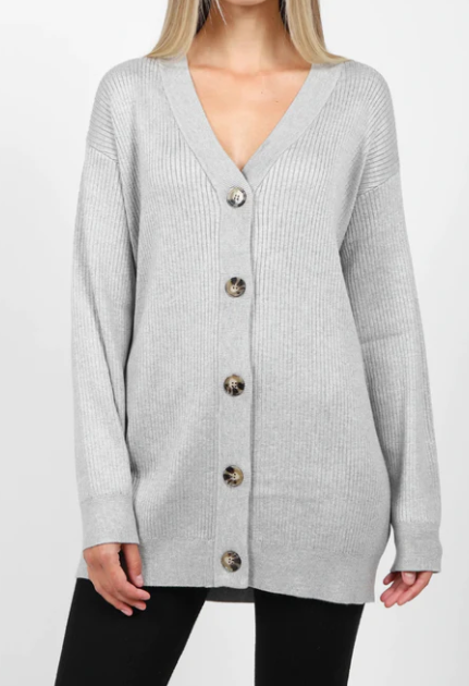 BRUNETTE THE LABEL OTTOMAN RIBBED CARDIGAN